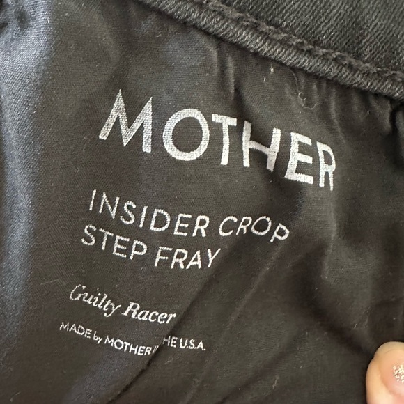 MOTHER Black Cropped Ankle Jeans with cream colored Stripes. Size 25 - Picture 10 of 10